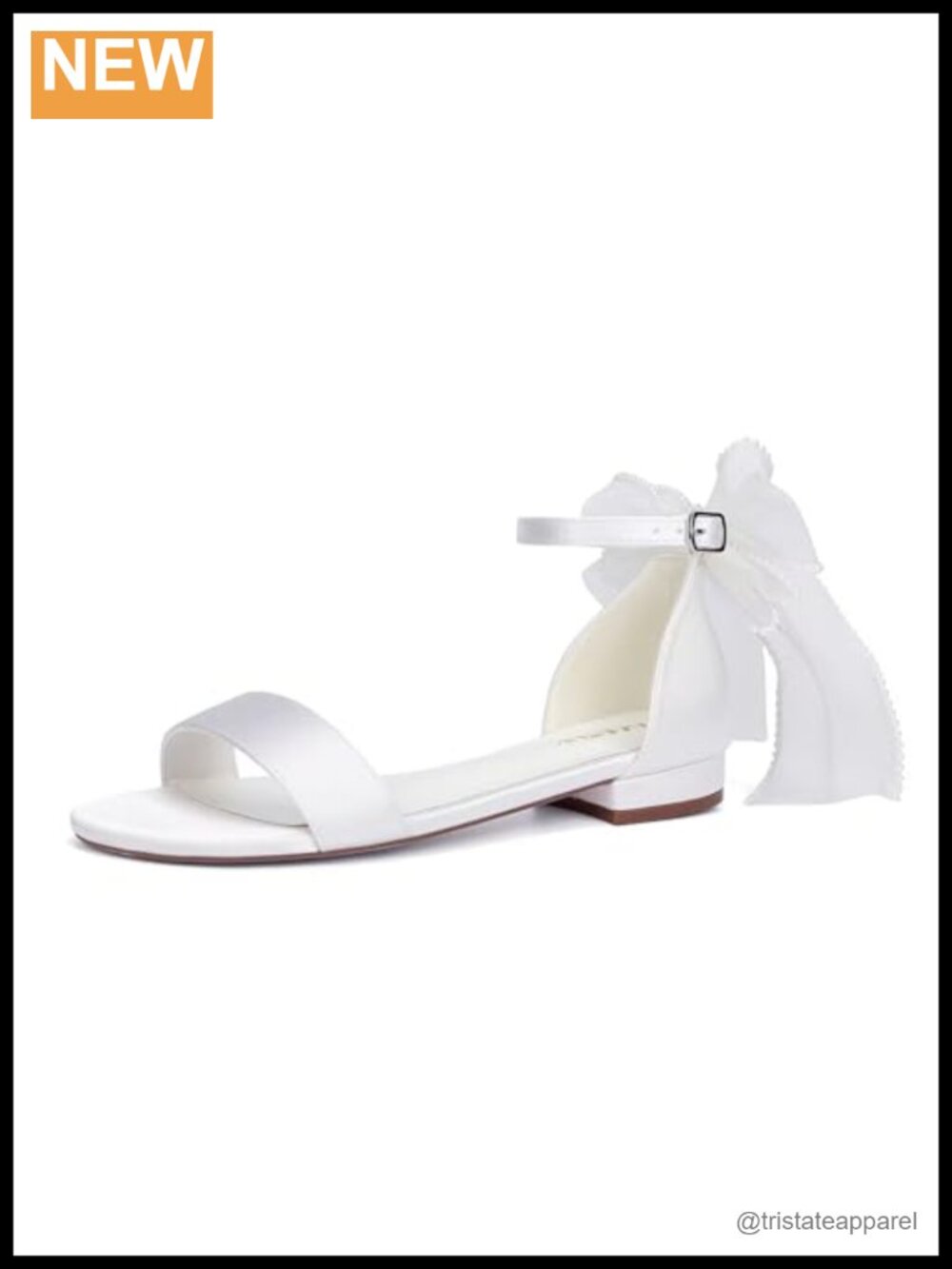 Satin Wedding Flats with Bow Open Toe Sandals